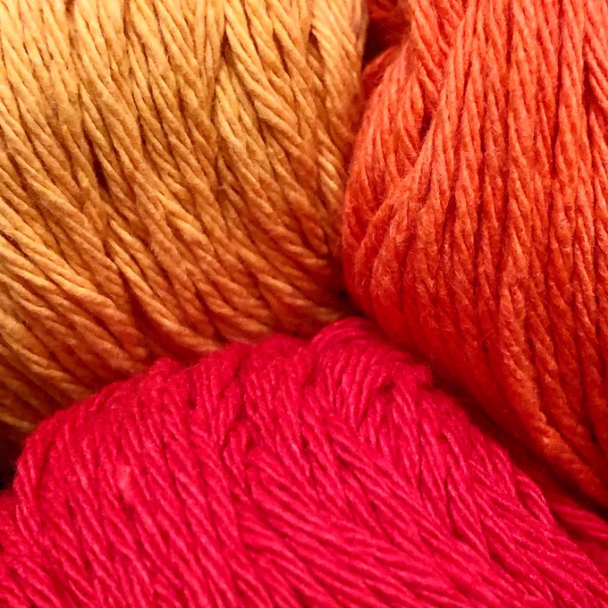 Yellow, orange and red yarn. If you know Firefly then you know what I'm making