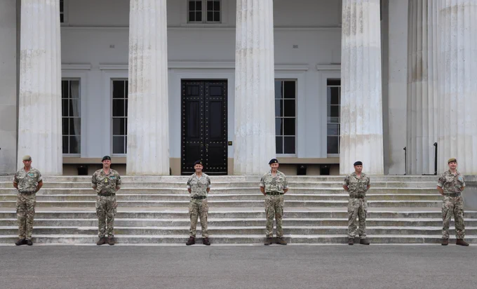 Commander Home Command, and the RMAS Command team outside Old College RMAS