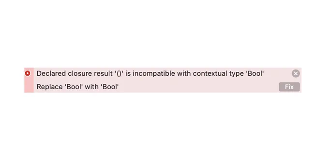 Replace 'Bool' with 'Bool' - Xcode's fix suggestion