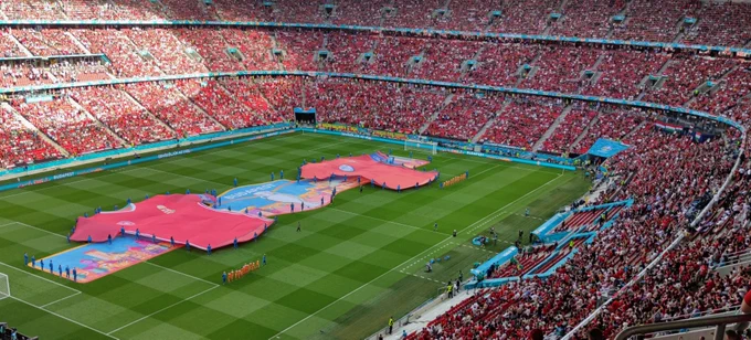 Full football stadium during Euro 2020.