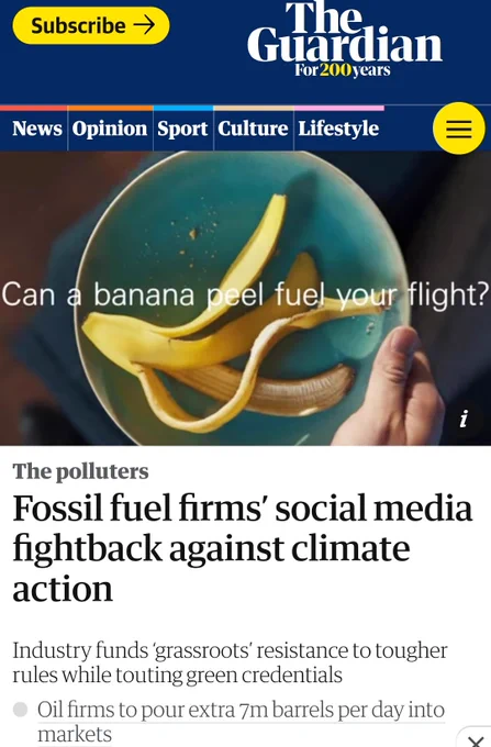 Fossil fuel firm social media fight back against climate change headline