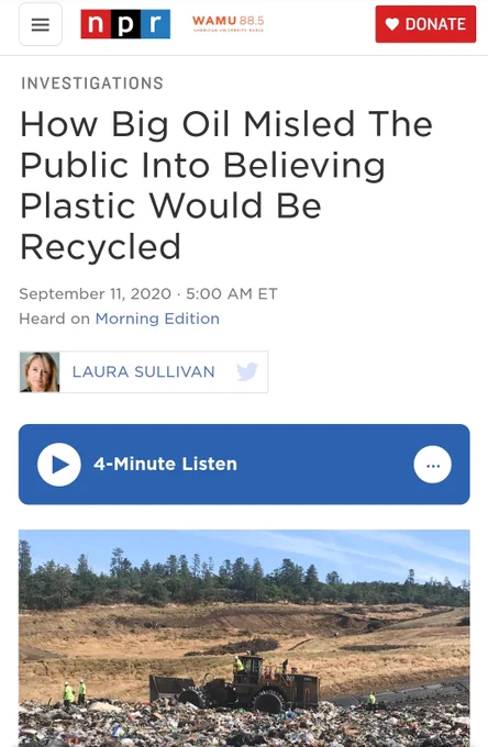 How big oil misled the public into beliving plastic could be recycled headline
