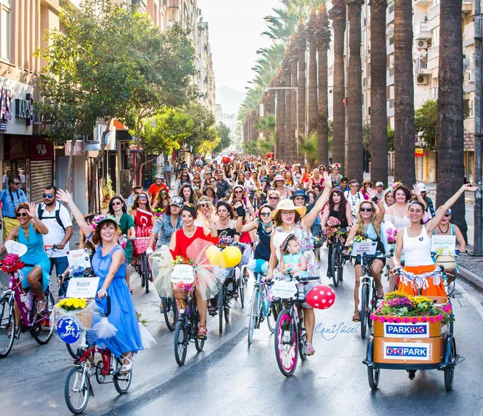 fancy women bike ride