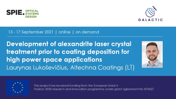 Video presentation on Alexandrite laser crystal pretreatment at the SPIE Optical Systems Design 2021