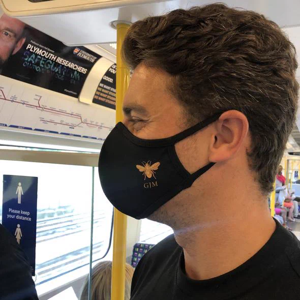 Man wearing the Breathe Mask on the tube