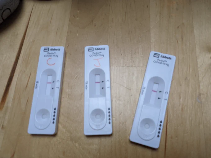 3 negative rapid Covid tests.