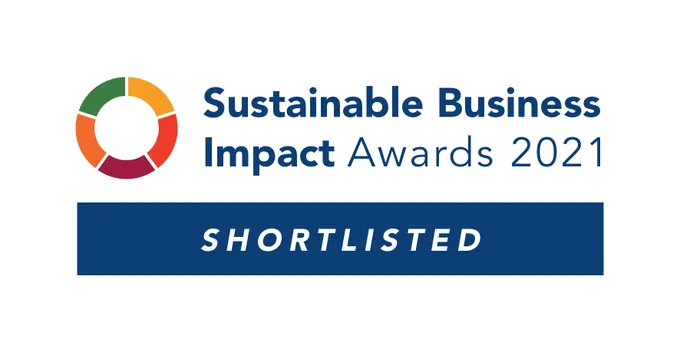 Graphic with words Sustainable Business Impact Awards 2021 Shortlisted 