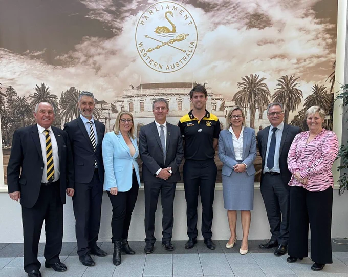 Group photo of #WAParliament Friends of Cricket including WA MPs and WA Cricket