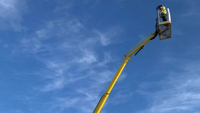 working at height - truck mounted platform on hire from Warren Access