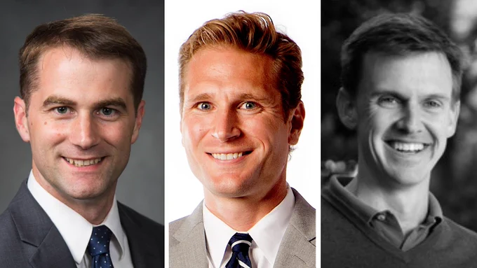 Headshots of Paul J. Eliason, Ryan C. McDevitt, and James W. Roberts