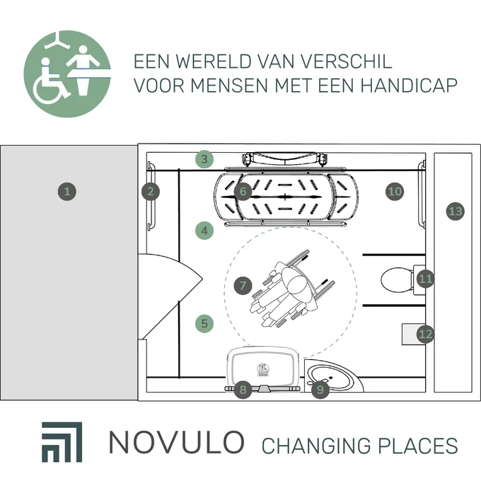 technische tekening van een changing place
