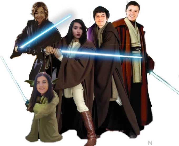 Equipo de trabajo caracterizados como personajes de Star Wars