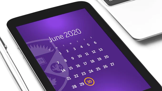 Mobile device displaying a calendar with June 30, 2020 marked.