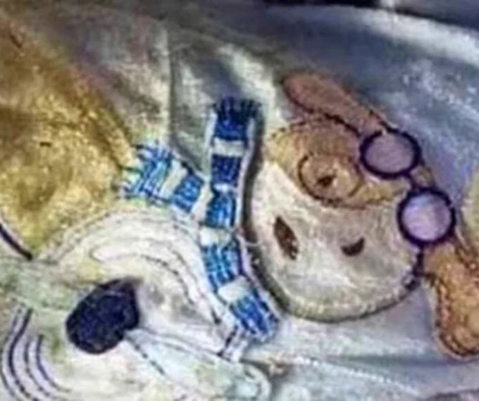 Particolare della tutina della bambina annegata