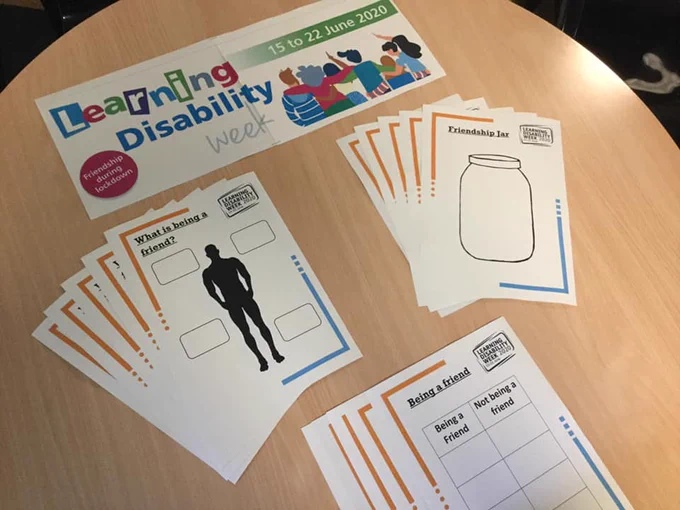 Various Learning Disability Week worksheets, with activities encouraging people to explore what being a good friend involves.