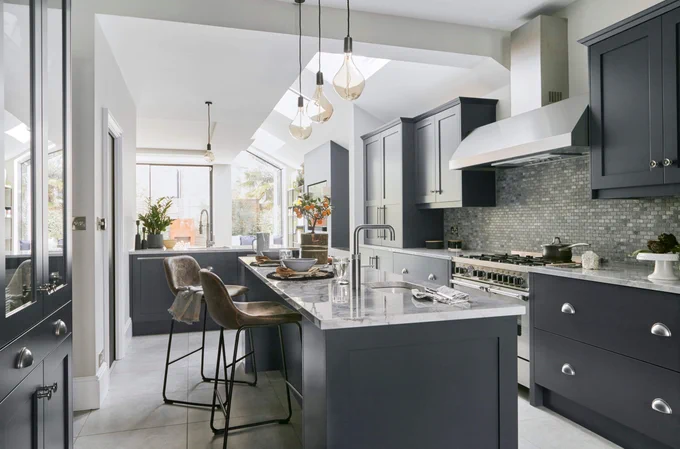 DELIGHTFULLY DARK: Bespoke almost-black kitchen by John Lewis of Hungerford