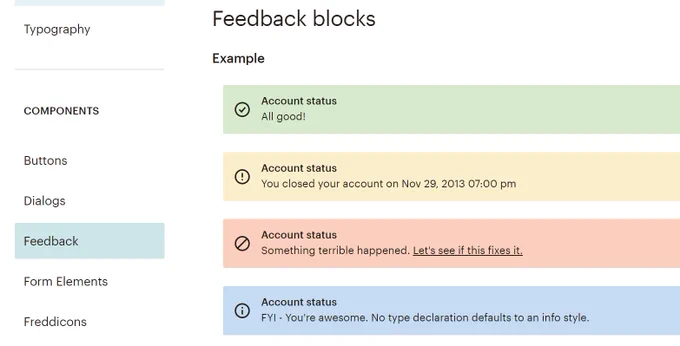 This section is looking at all the feedback blocks that you see in the interface, showing the difference