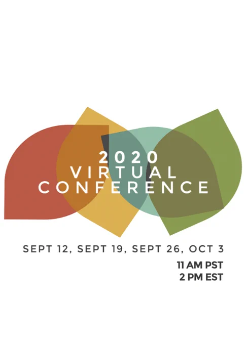 Reclaiming STEM Logo. Overlain text in white: "2020 Virtual Conference". Text underneath in black "Sept. 12, Sept. 19, Sept. 26, and Oct. 3 starting at 11 AM PT/2 PM ET