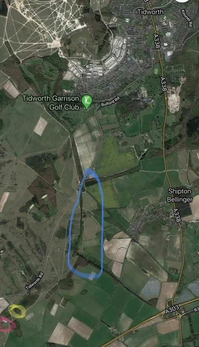 The blue area is the surrounding area of two possible sightings