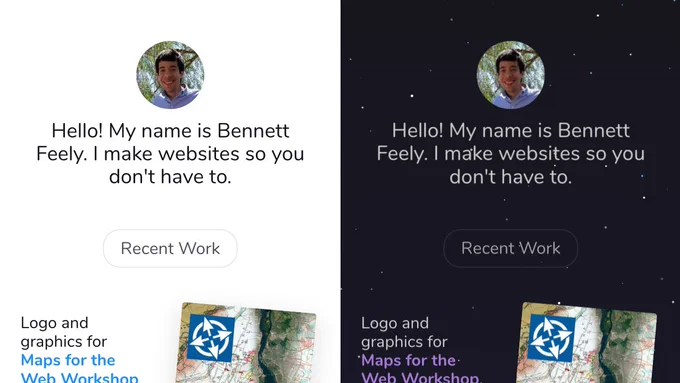 Screenshot of light and dark mode on bennettfeely.com