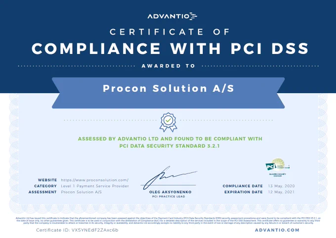 Procon PCI DSS 3.2.1 Service Provider Level 1 recertification information credit card data security 