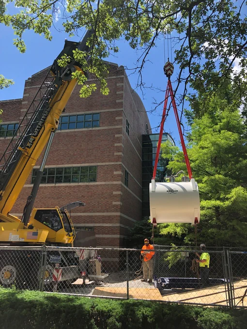The mri swings in the air.