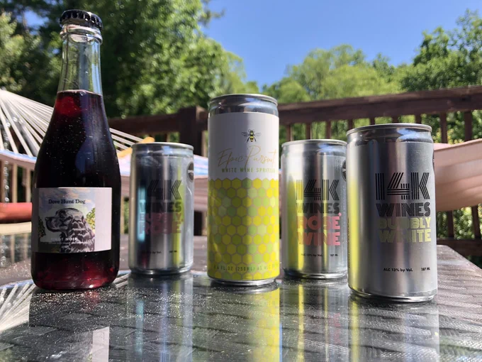 Scout & Cellar clean-crafted wine. The small stuff packed with a punch including small 4 bottle pack (like beer-size bottles), canned Spritzers an canned wine including new bubbly white or rose!