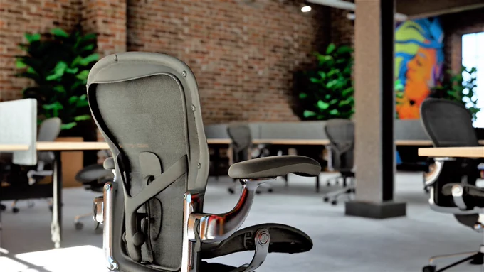 Highly detailed CGI chair with realistic lighting