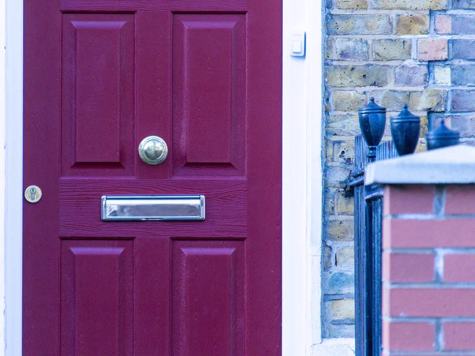 Photograph of a red front door