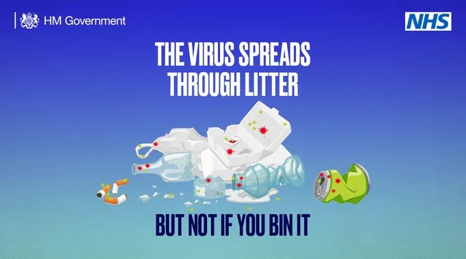 the virus spreads through litter - bin it.