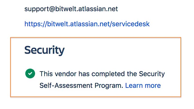 Bitwelt Software security assessment badge.