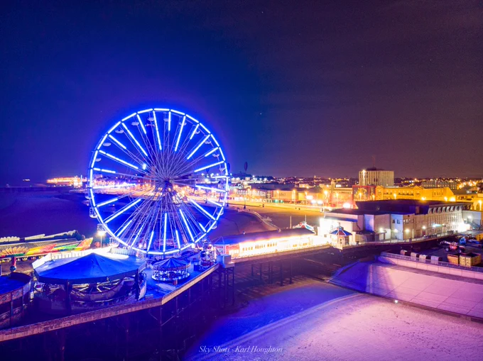 Blackpool Central Wheel lit up blue.