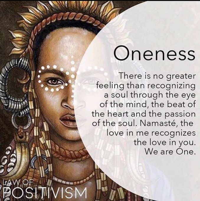 A woman with a text about Oneness
