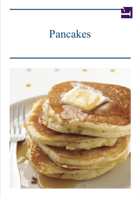 Cover page of the pancake recipe card in PDF.