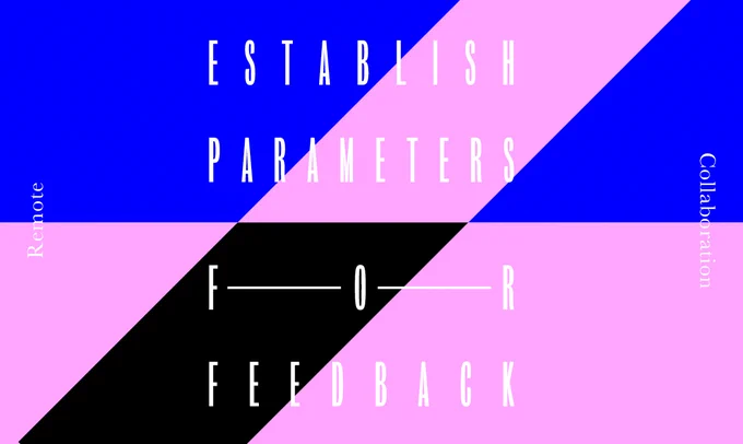 Image with blue, purple, and black rectangle designs in the background and the words "Establish parameters for feedback" in the foreground. 