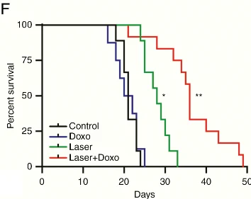 Significant increase in survival in LITT Doxo arm of treatment. Read paper for full detail. 