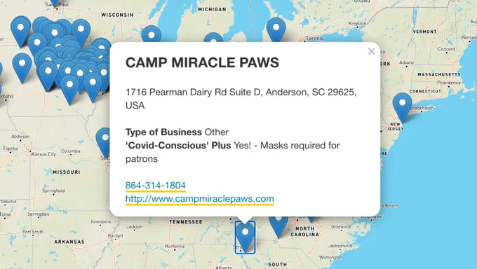 Example of business in the directory showing that patrons are required to wear masks.