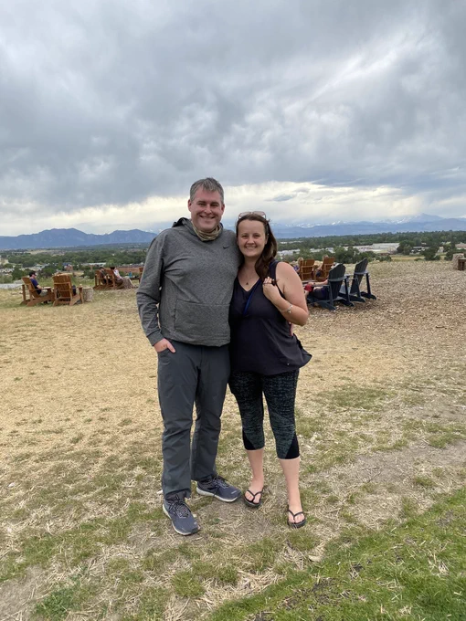 Jamie and Sean in front of mountains