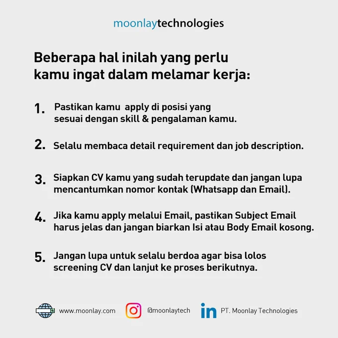 Beberapa tips yang perlu diingat dalam melamar pekerjaan.
