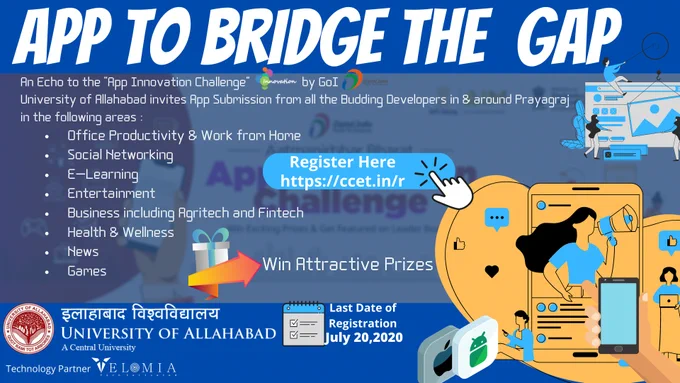 An Echo to the Atmanirbhar bharat App Innovation Challenge By GoI ,University of Allahabad Invites App Submission  from all the Budding Developers in & around Prayagraj.