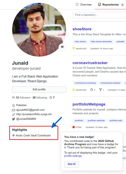 Github Arctic Code Vault contributor Badge