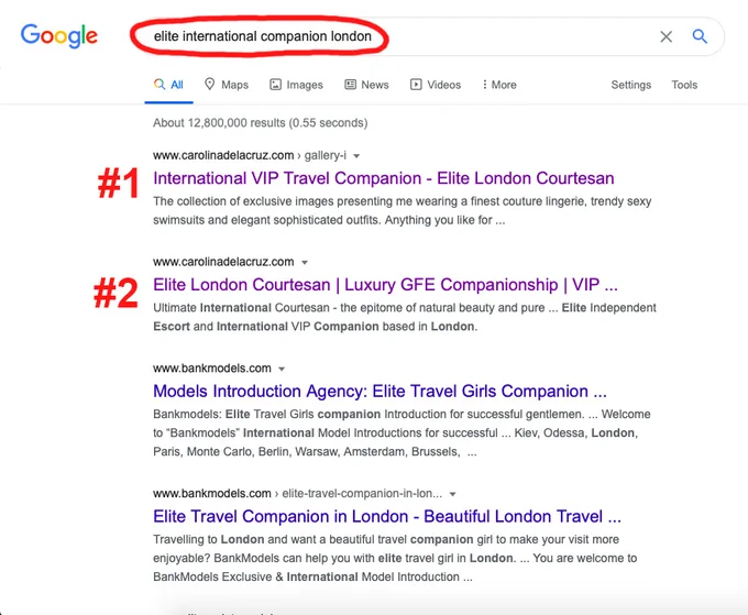 Create your luxury website and become vip independent companion travelling worldwide. Having a sophisticated responsive website will showcase you as a serious and established international escort and attract your potential high class clients.
Choose your favourite keywords and order SEO project for your luxurious website to become visible on the very first Google page above your main competitors. Take a look at our latest work for vip London companion Carolina De La Cruz. Chosen keywords: elite, luxury, vip, gfe, brunette, independent, international, companion, london. Mix them to get keyword phrases: elite gfe companion london, luxury independent companion london, vip independent companion london, elite brunette companion london, gfe brunette companion london etc.
#topgooglepageseo #luxurywebdesign #luxurywebsitedesign #eliteescortwebdesign #advancedseo #escortadvancedseo #adultseo #adultadvertising #escortwebdesign #vipcompanionseo #searchengineoptimization #1escortwebdesign #gfeseo