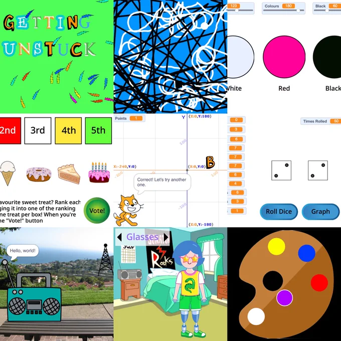 Collage of 9 Scratch projects