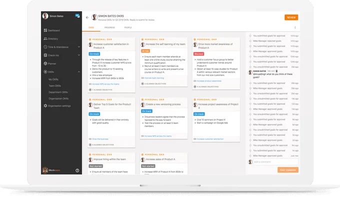 Laptop showing Workteam OKR Goal Management