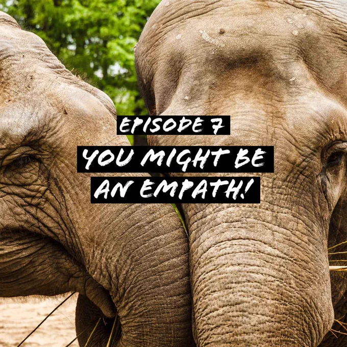Show Title: You Might Be an Empath! Podcast artwork contains two elephants with trunks touching in what appears to be a loving way.