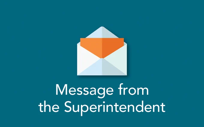 Graphic with an envelope and "Message from the Superintendent."