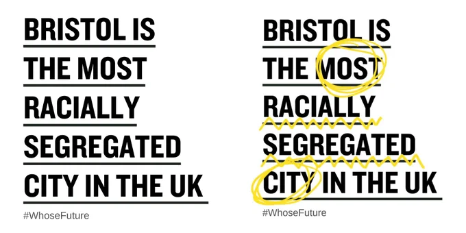 Graphic reads "bristol is the most racially segregated city in the UK"