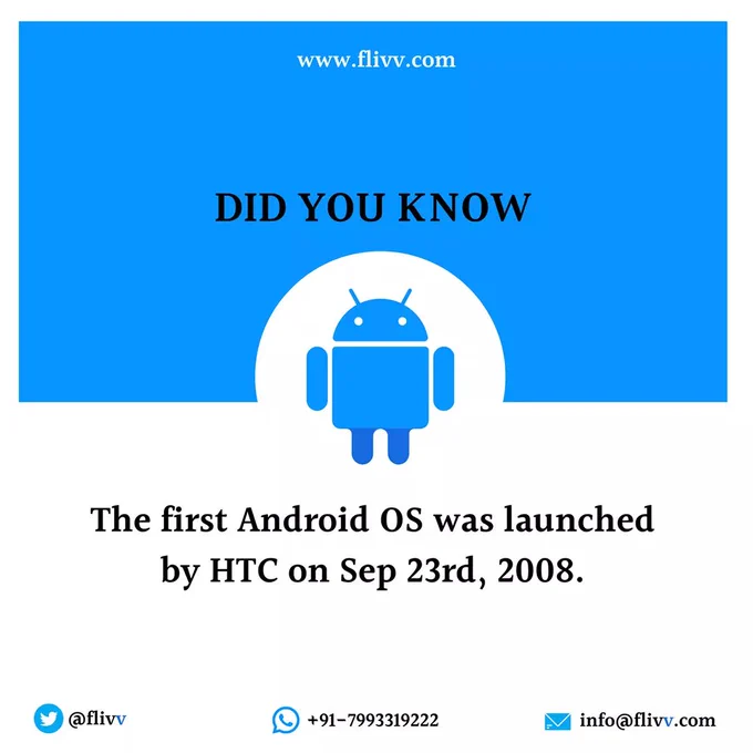 Did you know! HTC was th first to launch an android OS based smart phone on Sep 23rd 2008.