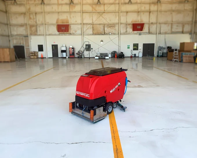 FactoryCat MiniHD Cleans Hangar