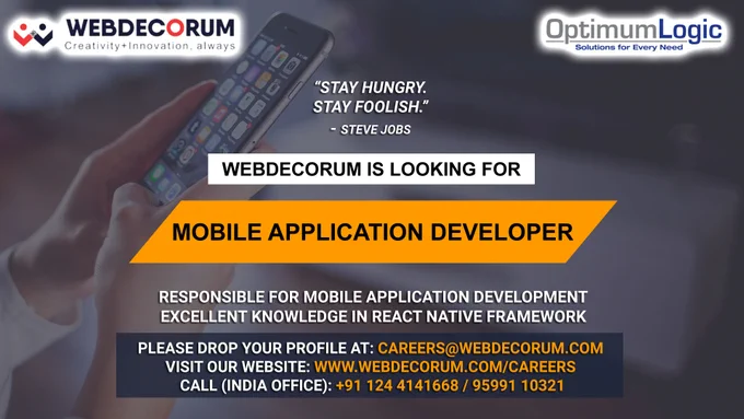 Looking for a Mobile Application Developer (React Native Framework Experience)